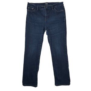 Chaps Jeans Womens 10 (30x28) Daniella Curvy Fit Straight‎ Blue Stretch Denim